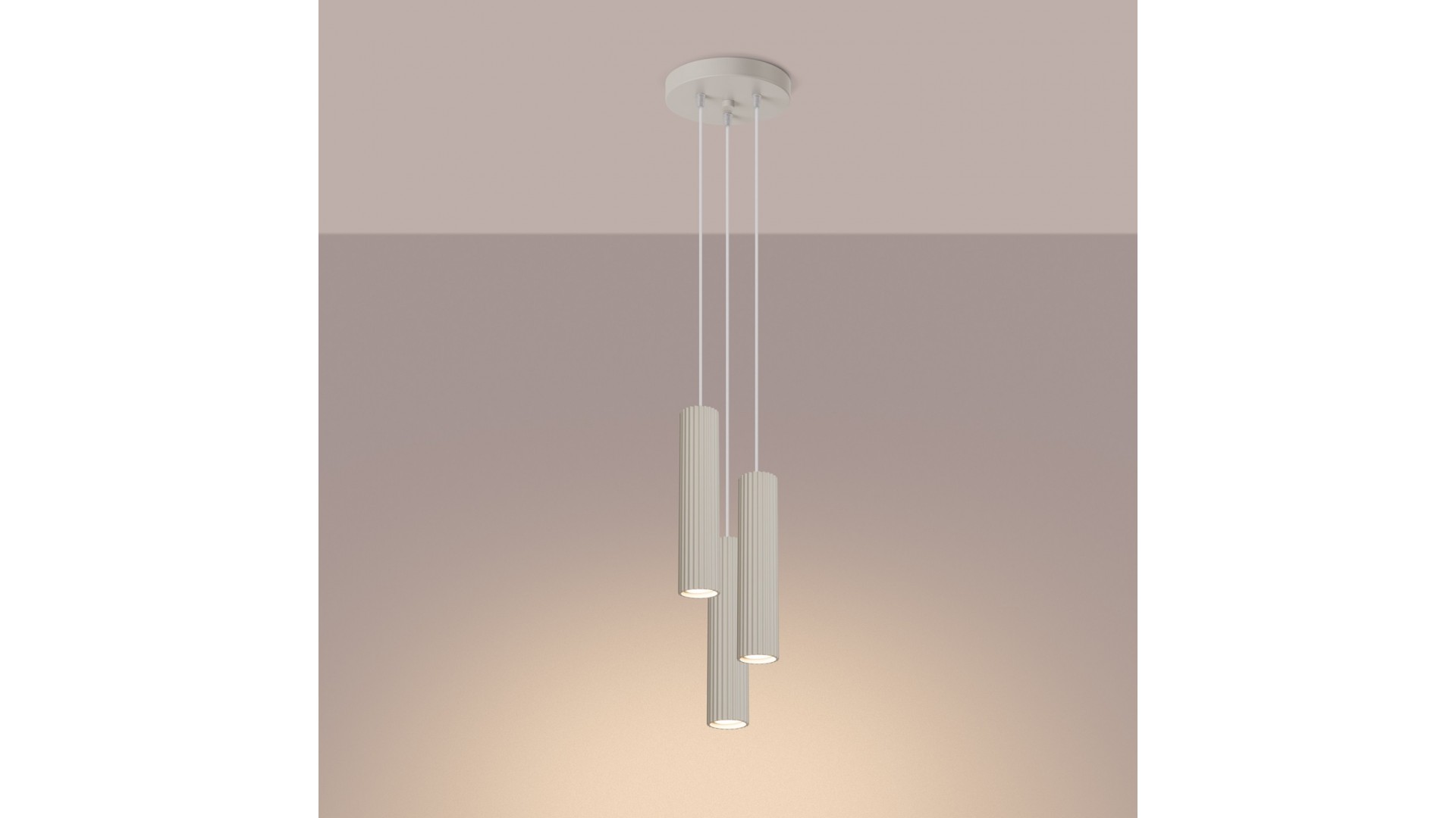 Lampa wisząca KARBON 3P beżowy Sollux SL.1595