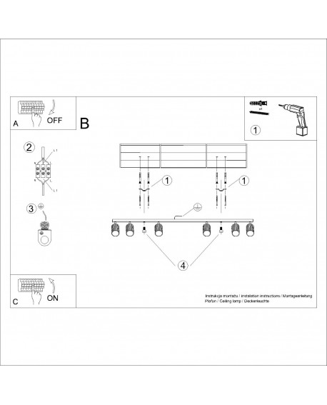 Plafon KARBON 6L beżowy Sollux SL.1604