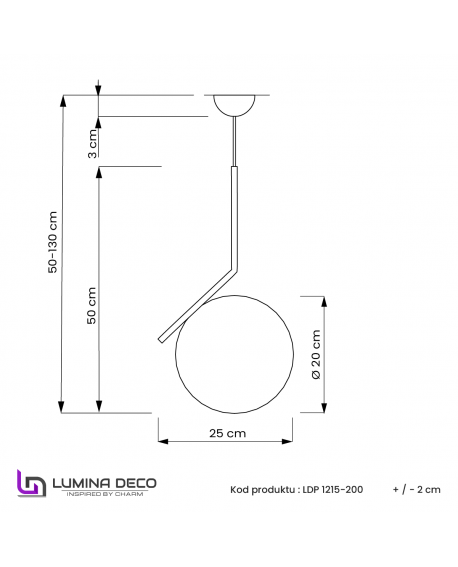 LAMPA WISZĄCA NOWOCZESNA ZŁOTA SORENTO D20 LUMINA DECO