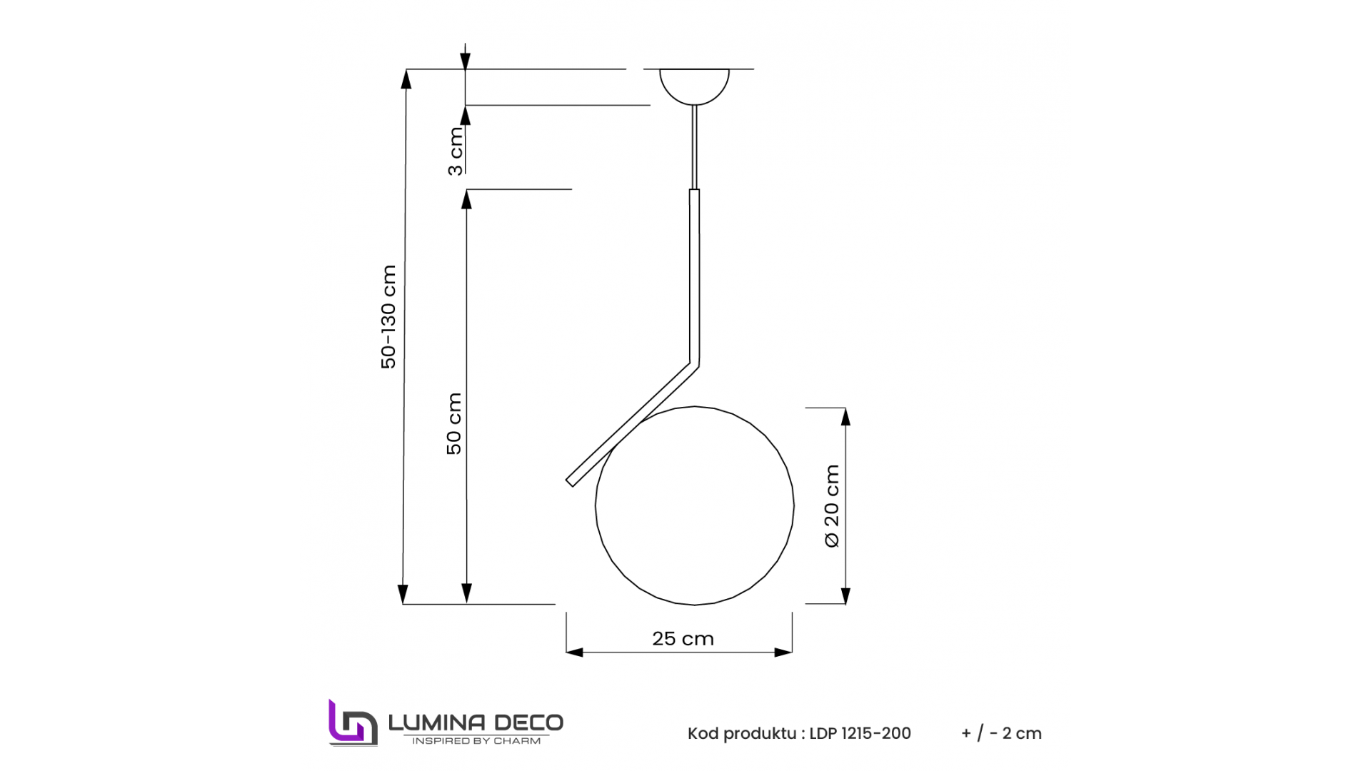 LAMPA WISZĄCA NOWOCZESNA ZŁOTA BIAŁA KULA SORENTO 20 LUMINA DECO