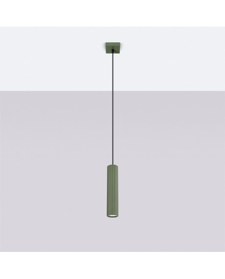 Lampa wisząca KARBON 1 zielony oliwkowy Sollux SL.1611