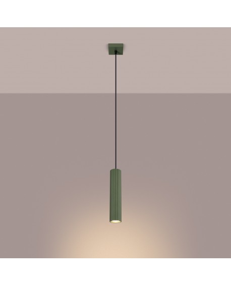 Lampa wisząca KARBON 1 zielony oliwkowy Sollux SL.1611