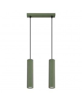 Lampa wisząca KARBON 2 zielona oliwka Sollux SL.1612