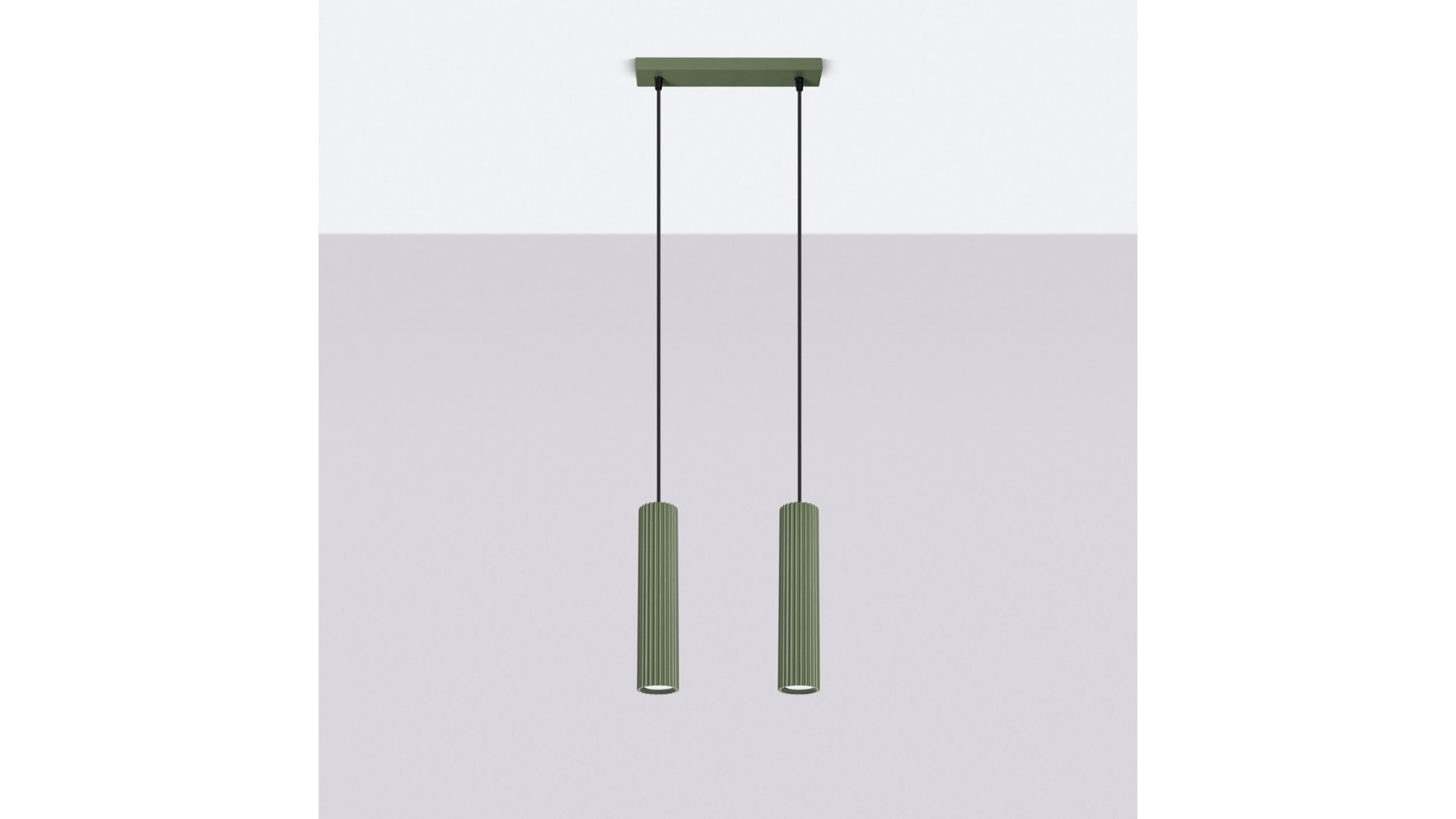 Lampa wisząca KARBON 2 zielona oliwka Sollux SL.1612