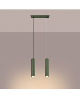 Lampa wisząca KARBON 2 zielona oliwka Sollux SL.1612