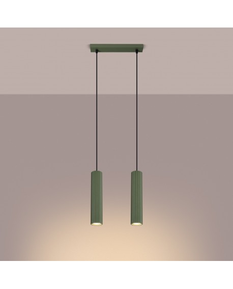 Lampa wisząca KARBON 2 zielona oliwka Sollux SL.1612