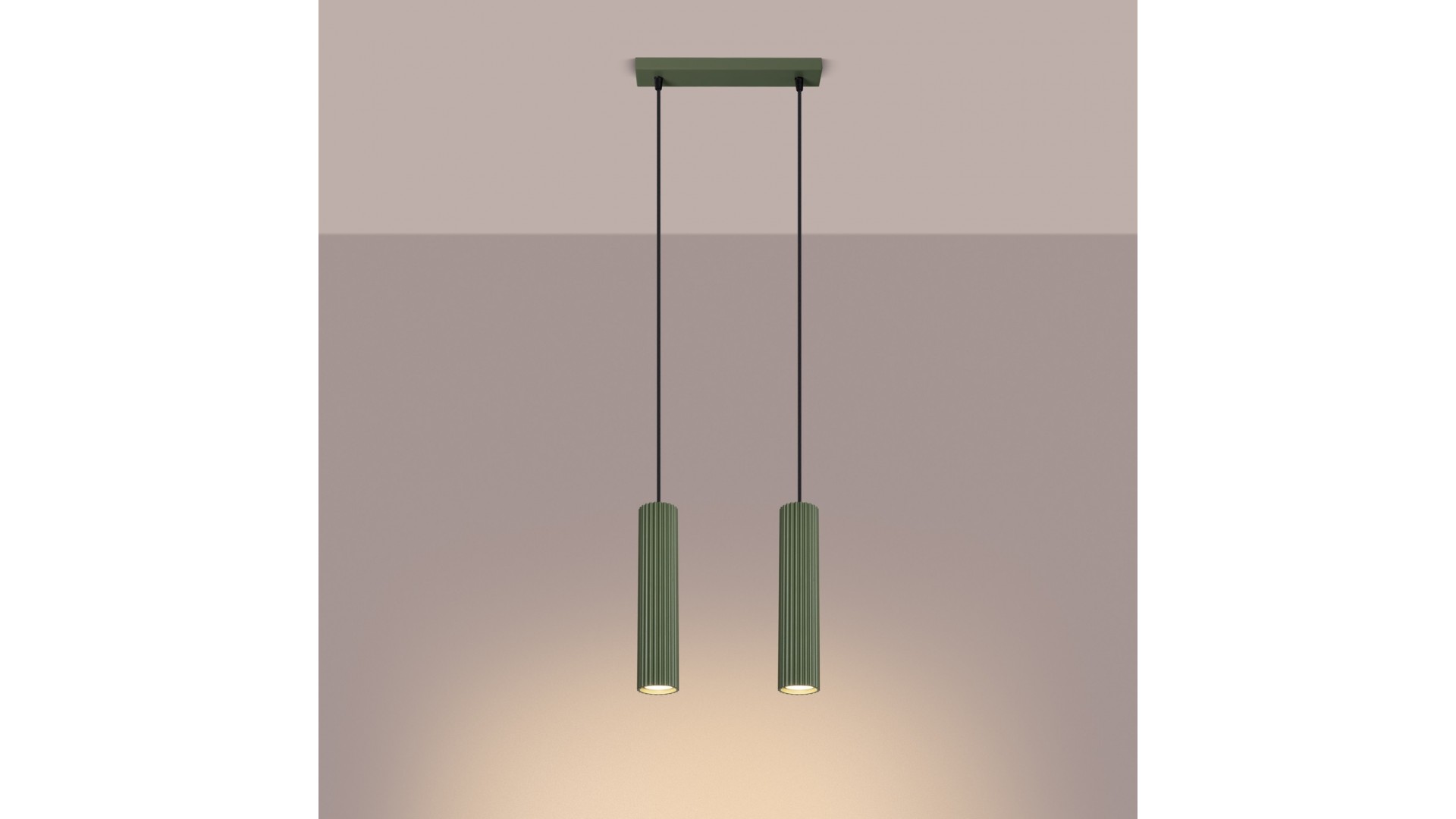 Lampa wisząca KARBON 2 zielona oliwka Sollux SL.1612