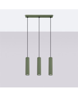 Lampa wisząca KARBON 3L zielona oliwka Sollux SL.1613