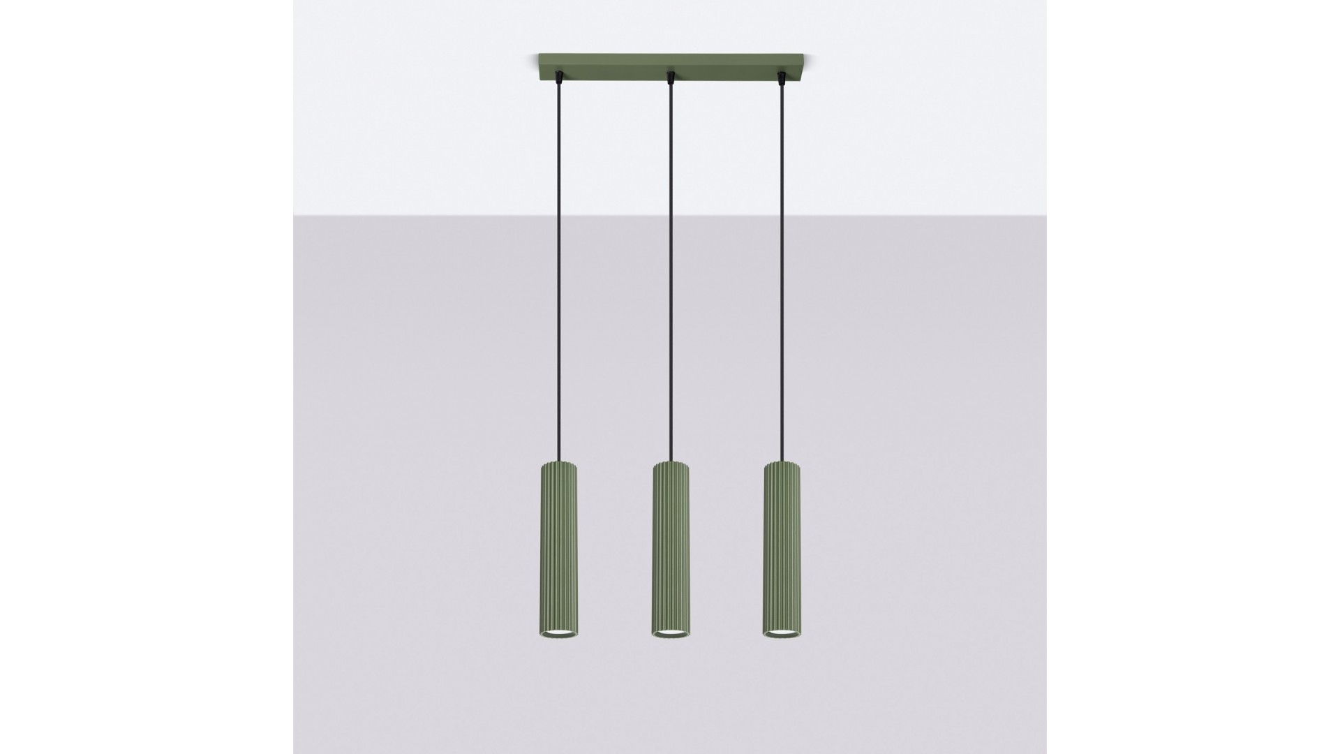 Lampa wisząca KARBON 3L zielona oliwka Sollux SL.1613