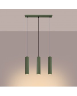 Lampa wisząca KARBON 3L zielona oliwka Sollux SL.1613