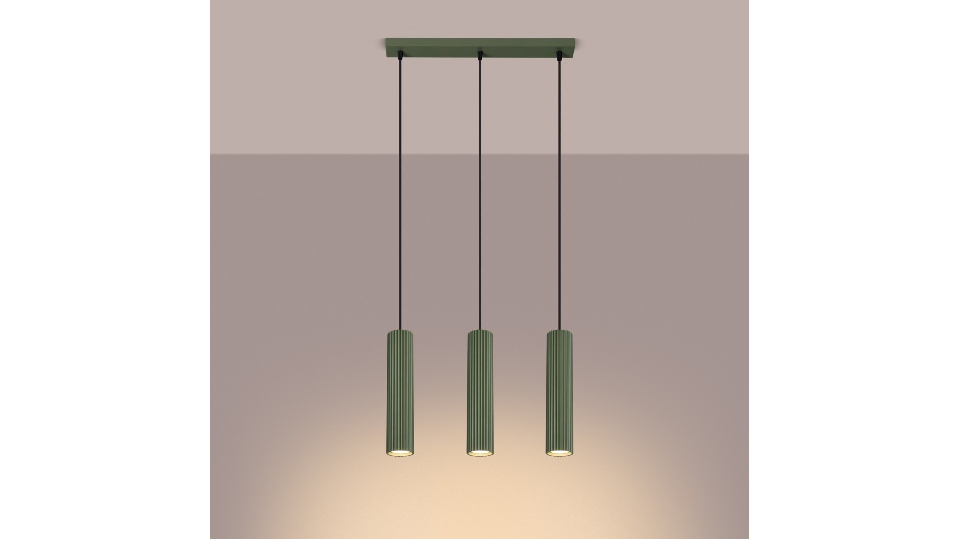 Lampa wisząca KARBON 3L zielona oliwka Sollux SL.1613