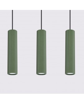 Lampa wisząca KARBON 3L zielona oliwka Sollux SL.1613