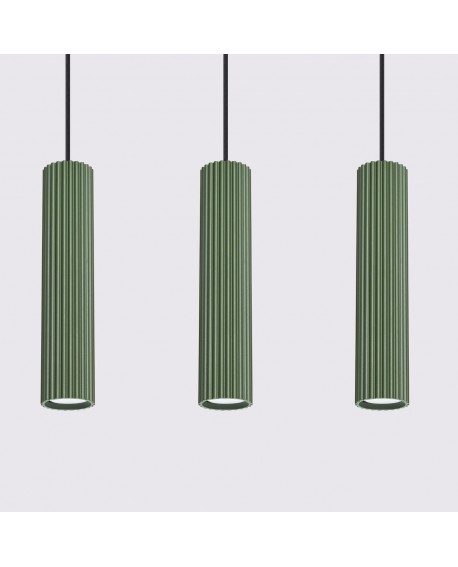 Lampa wisząca KARBON 3L zielona oliwka Sollux SL.1613