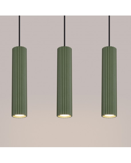 Lampa wisząca KARBON 3L zielona oliwka Sollux SL.1613