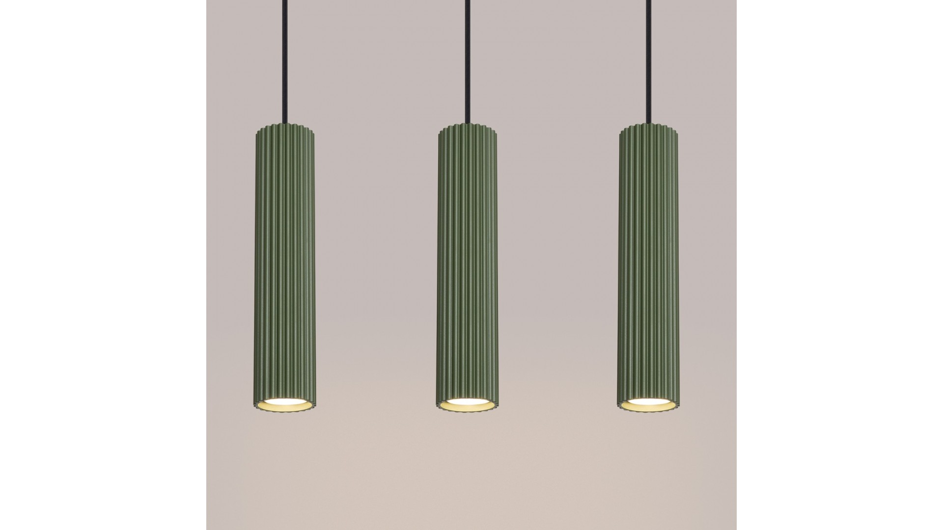 Lampa wisząca KARBON 3L zielona oliwka Sollux SL.1613