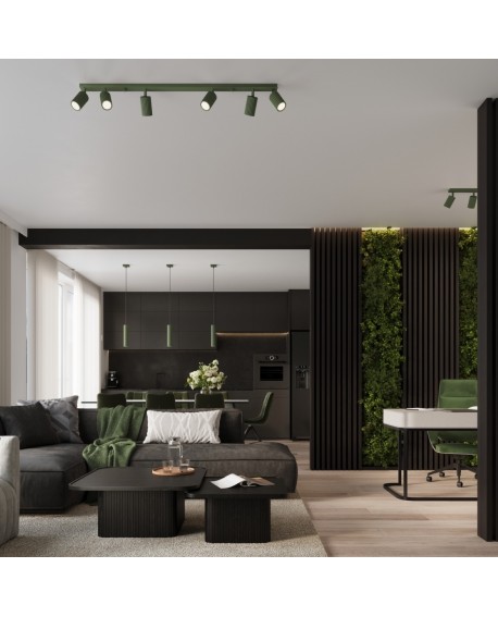 Lampa wisząca KARBON 3L zielona oliwka Sollux SL.1613