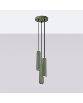 Lampa wisząca KARBON 3P zielona oliwka Sollux SL.1614
