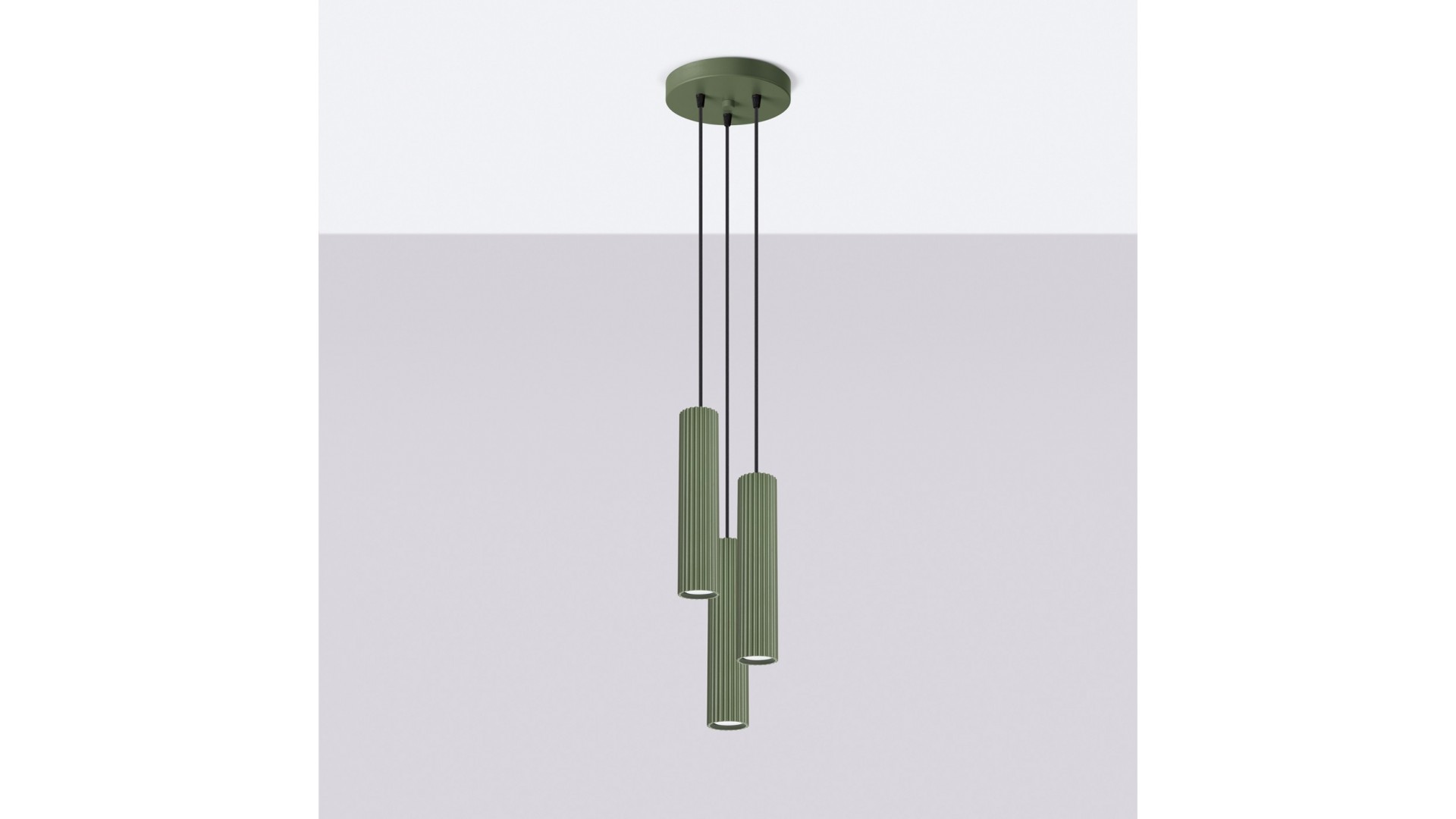 Lampa wisząca KARBON 3P zielona oliwka Sollux SL.1614