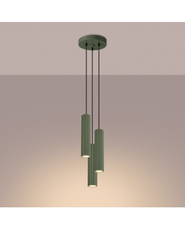 Lampa wisząca KARBON 3P zielona oliwka Sollux SL.1614