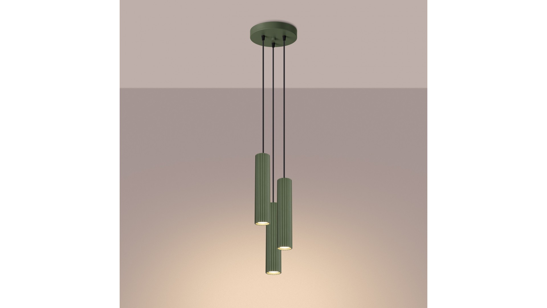 Lampa wisząca KARBON 3P zielona oliwka Sollux SL.1614