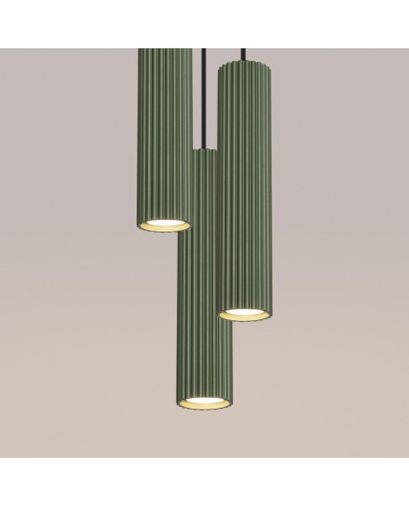 Lampa wisząca KARBON 3P zielona oliwka Sollux SL.1614