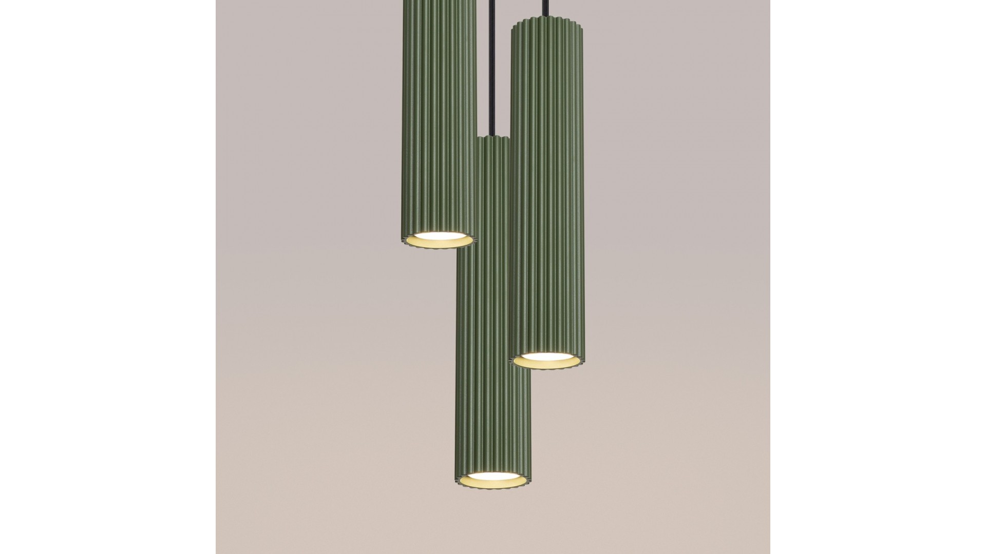 Lampa wisząca KARBON 3P zielona oliwka Sollux SL.1614