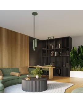 Lampa wisząca KARBON 3P zielona oliwka Sollux SL.1614
