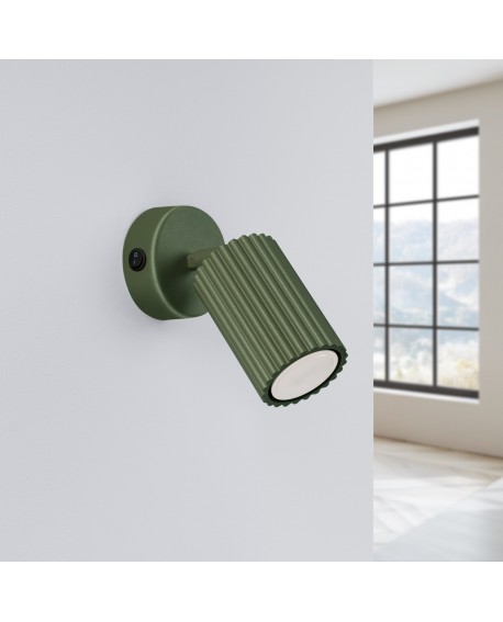 Kinkiet KARBON zielony oliwkowy z włącznikiem Sollux SL.1617