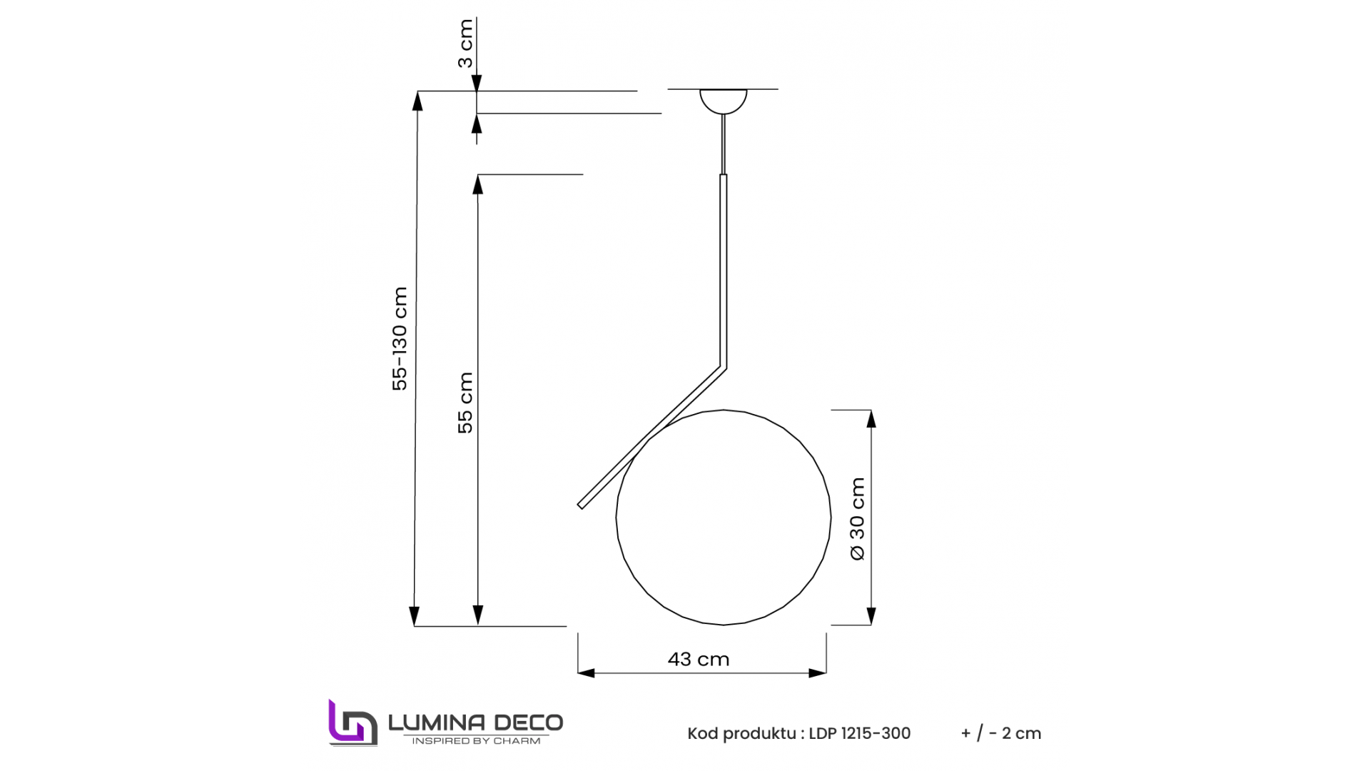 LAMPA WISZĄCA NOWOCZESNA ZŁOTO SZCZOTKOWANE BIAŁA KULA SORENTO 25 LUMINA DECO