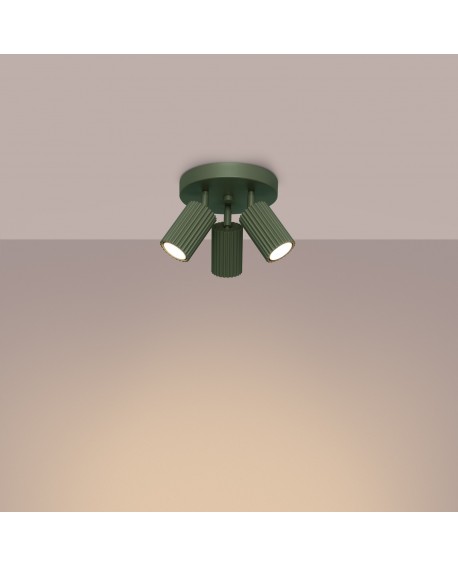 Plafon KARBON 3P zielony oliwkowy Sollux SL.1620