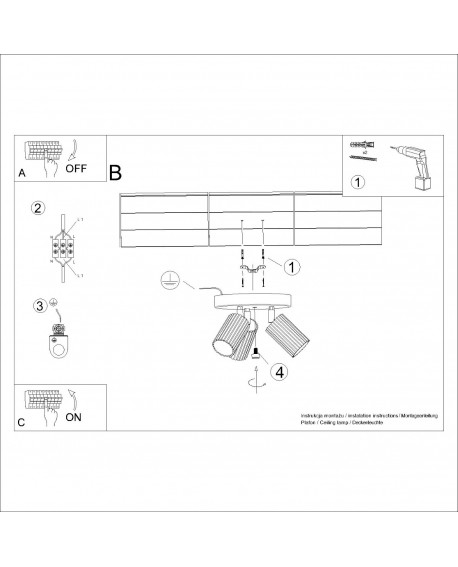 Plafon KARBON 3P zielony oliwkowy Sollux SL.1620
