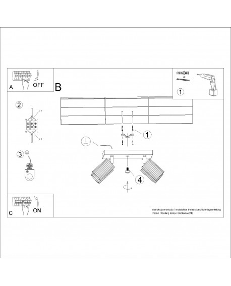 Plafon KARBON 4 zielony oliwkowy Sollux SL.1621