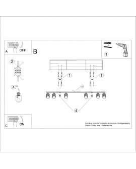Plafon KARBON 6L zielony oliwkowy Sollux SL.1623