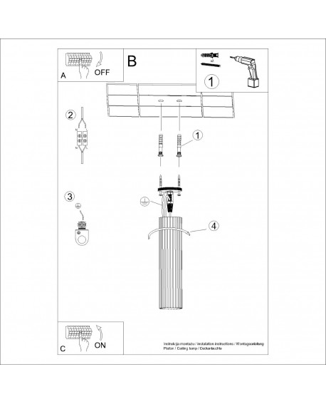 Plafon KARBON 30 ochra czerwona Sollux SL.1627