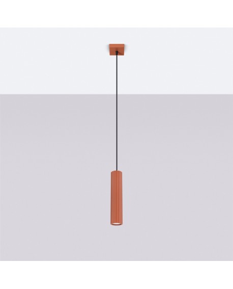Lampa wisząca KARBON 1 ochra czerwona Sollux SL.1630