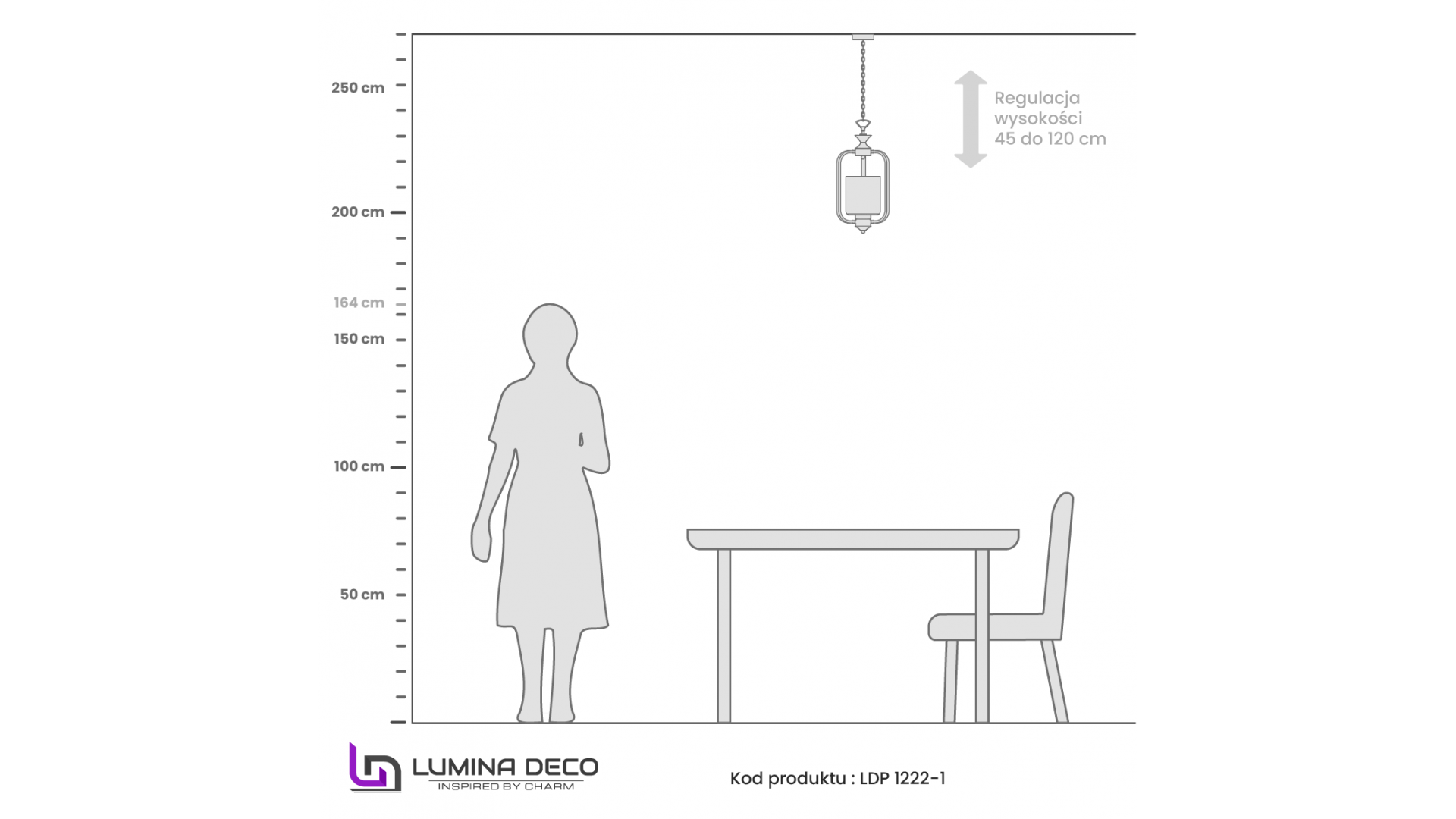lampa wisząca atlanta w1 chromowana loft wymiary techniczne lumina deco rzut 1
