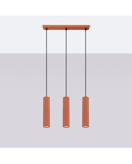 Lampa wisząca KARBON 3L ochra czerwona Sollux SL.1632