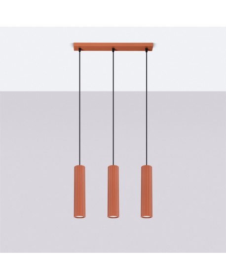 Lampa wisząca KARBON 3L ochra czerwona Sollux SL.1632