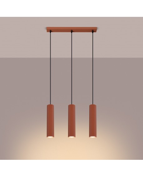 Lampa wisząca KARBON 3L ochra czerwona Sollux SL.1632