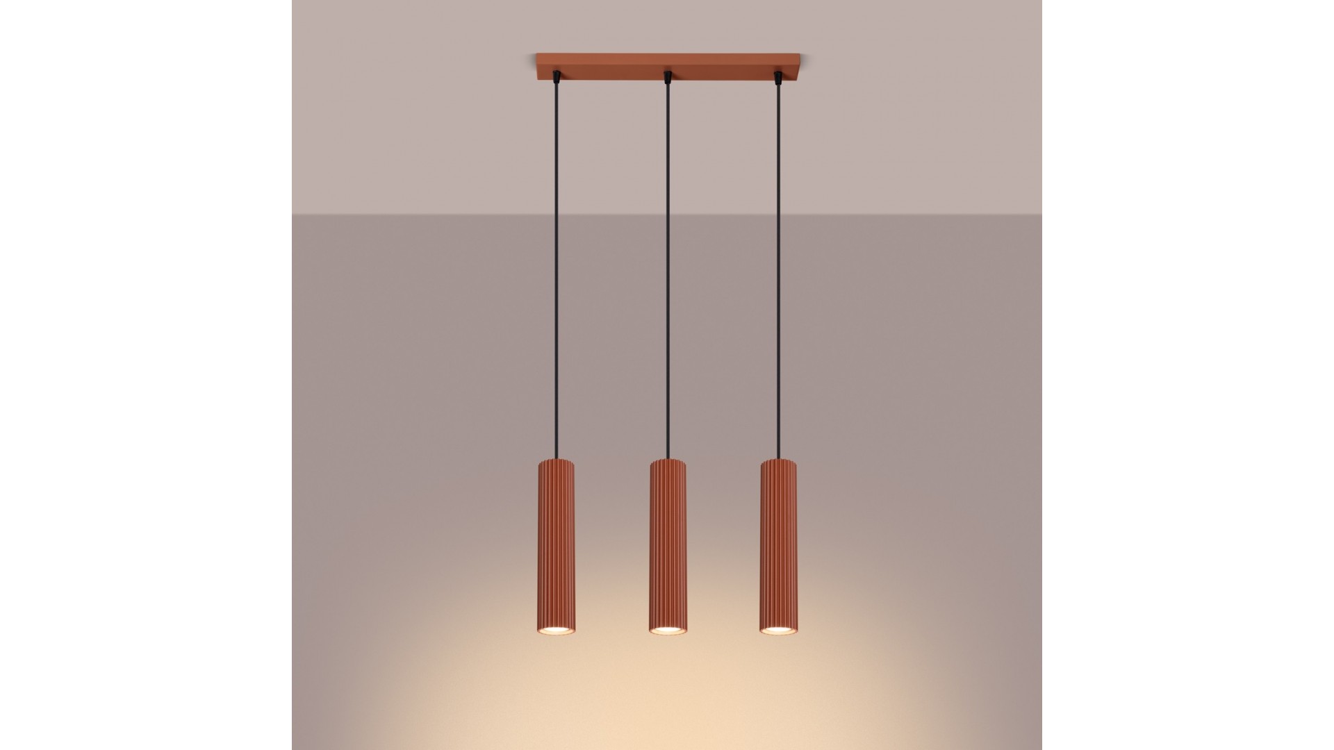 Lampa wisząca KARBON 3L ochra czerwona Sollux SL.1632
