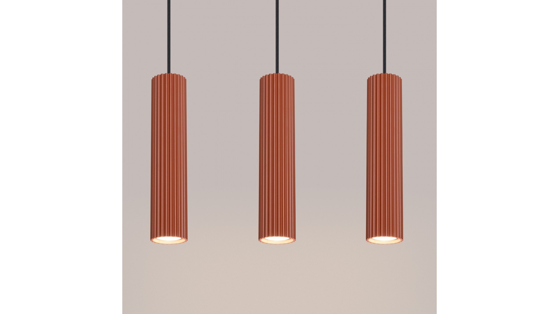 Lampa wisząca KARBON 3L ochra czerwona Sollux SL.1632