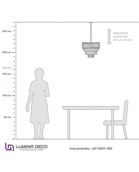 LAMPA WISZĄCA ŻYRANDOL KRYSZTAŁOWY CZARNO-ZŁOTY MAZINI D40 LUMINA DECO