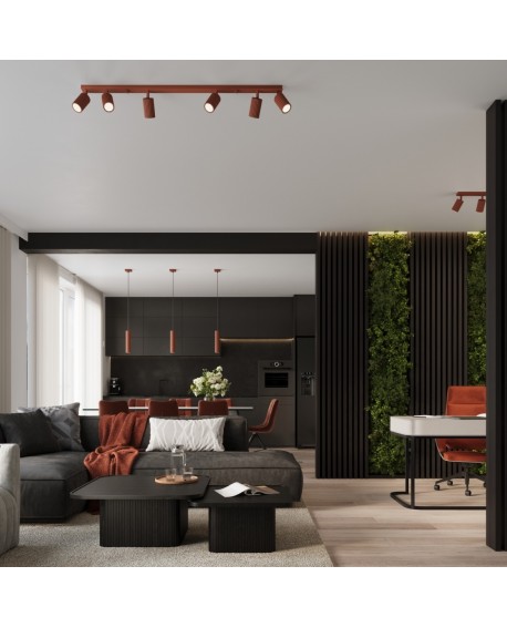 Lampa wisząca KARBON 3L ochra czerwona Sollux SL.1632