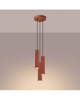 Lampa wisząca KARBON 3P ochra czerwona Sollux SL.1633