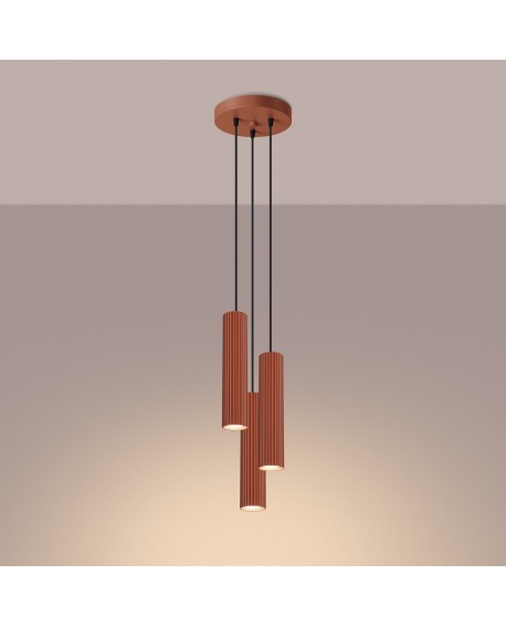 Lampa wisząca KARBON 3P ochra czerwona Sollux SL.1633
