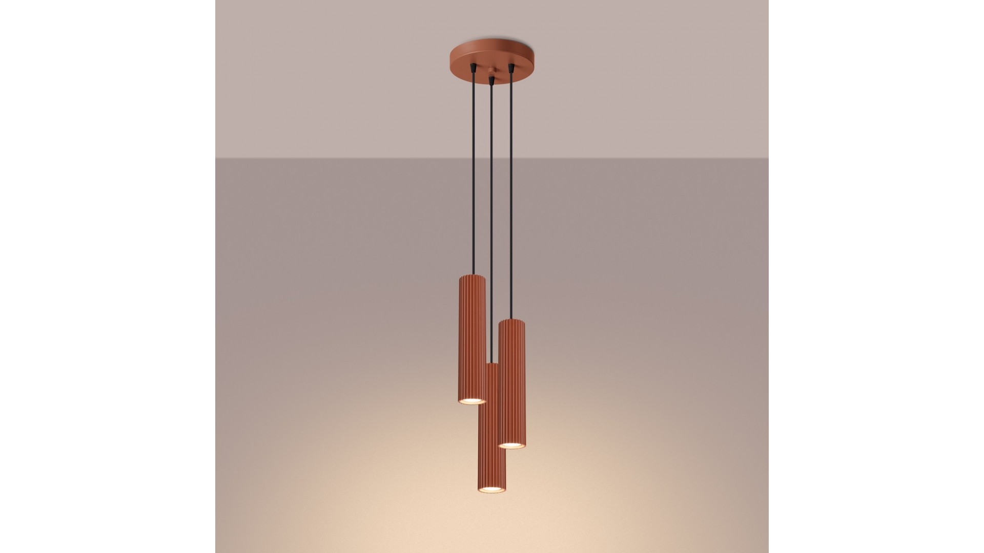 Lampa wisząca KARBON 3P ochra czerwona Sollux SL.1633