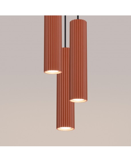 Lampa wisząca KARBON 3P ochra czerwona Sollux SL.1633