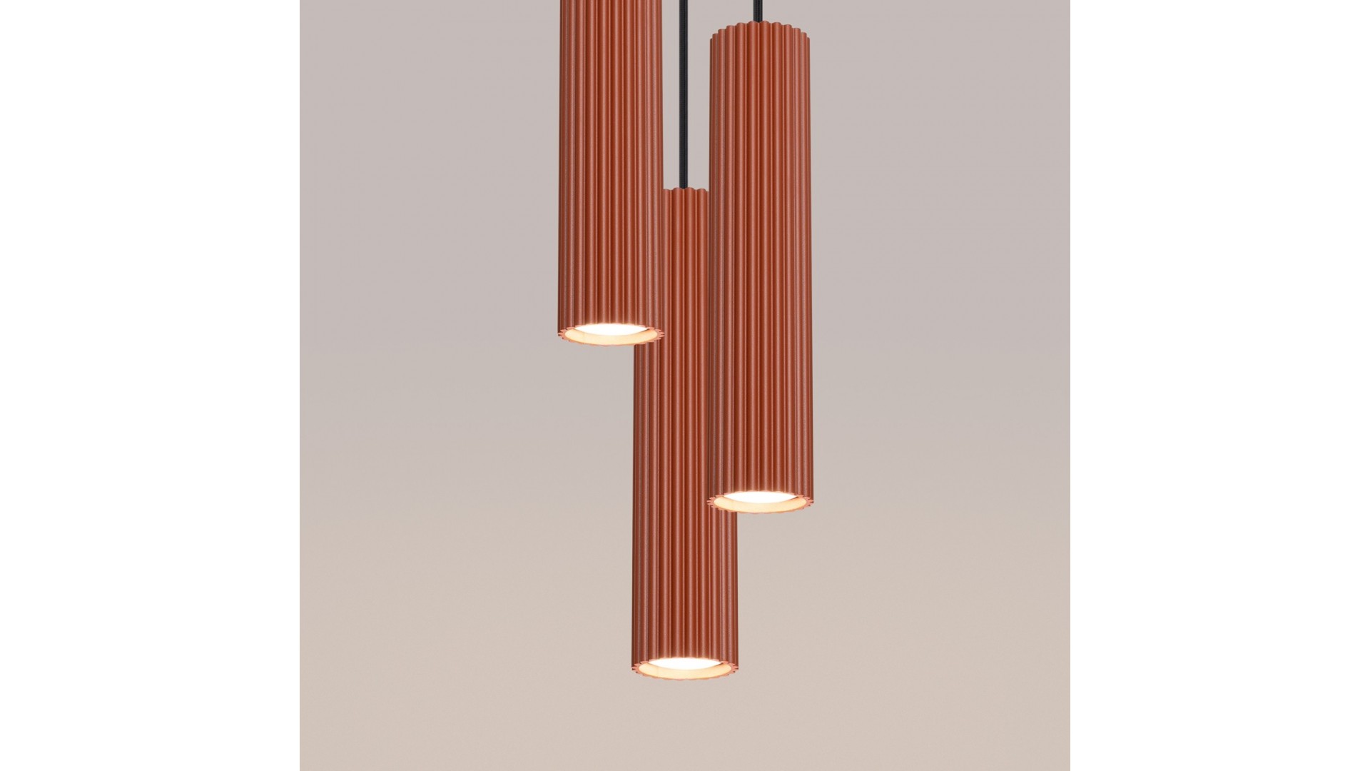 Lampa wisząca KARBON 3P ochra czerwona Sollux SL.1633