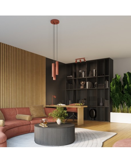 Lampa wisząca KARBON 3P ochra czerwona Sollux SL.1633
