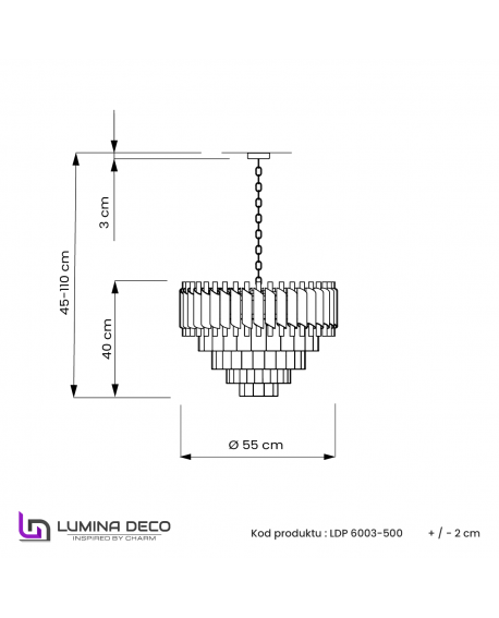 LAMPA WISZĄCA ŻYRANDOL KRYSZTAŁOWY CZARNO-ZŁOTY MAZINI D50 LUMINA DECO